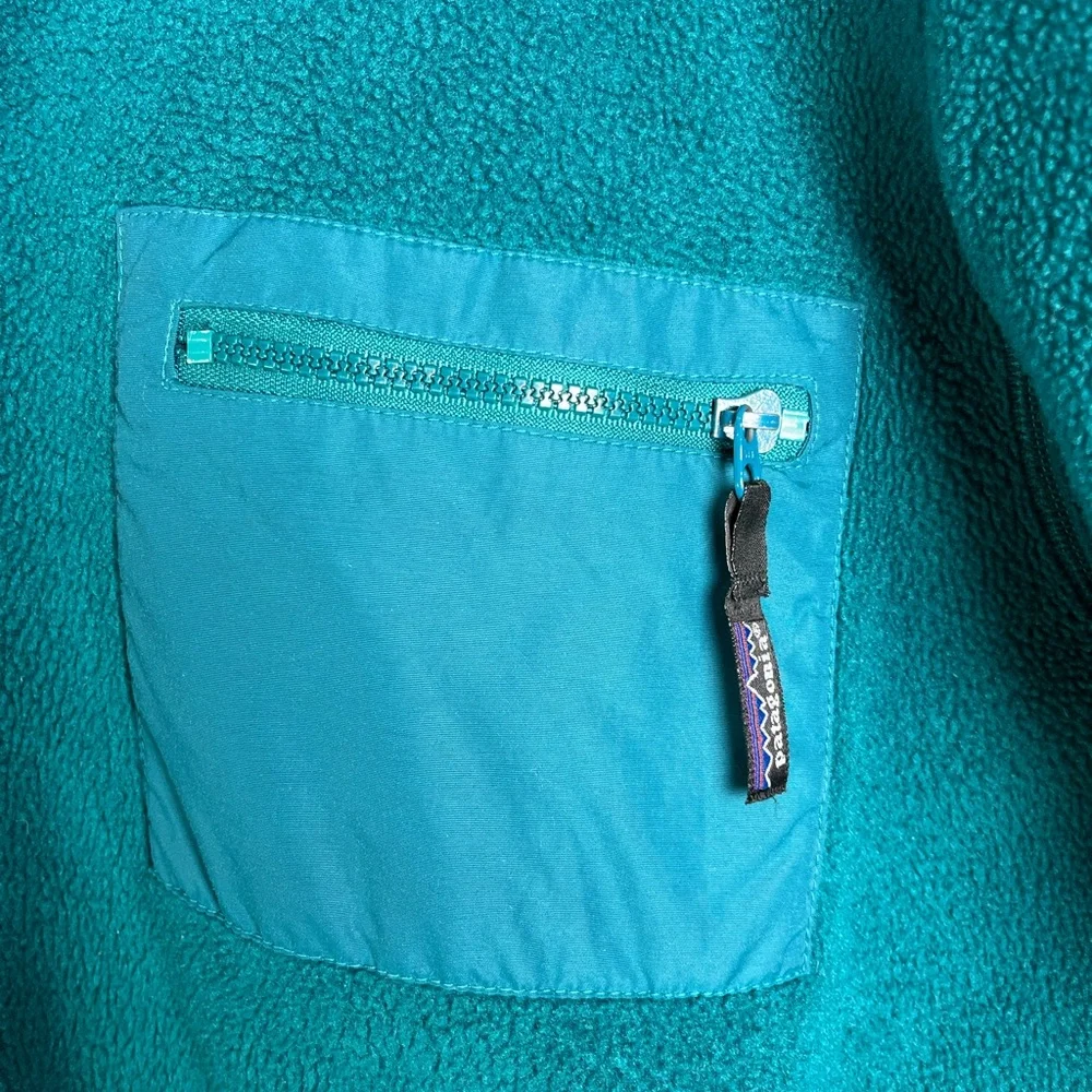 Vintage Patagonia Men Teal Fleece Jacket 90s Full Zip Synchilla Made in USA XXL - Picture 4 of 10